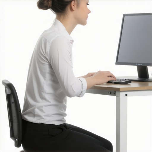 Ergonomic Stretches for Spinal Support Individual stretching at desk to improve posture and spinal health.