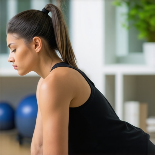 Neuromuscular Re-education for Postural Health Person performing core stabilization exercises in a clinical environment