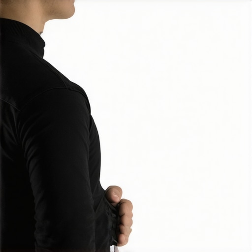 Person using a wearable posture trainer for better spinal alignment.