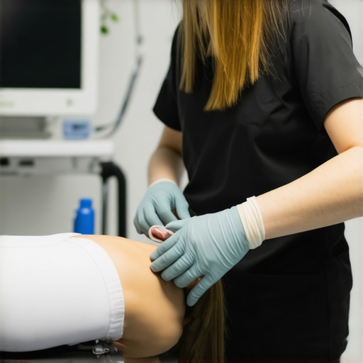 Chiropractic adjustment with advanced tools and soft tissue therapy in a modern clinic