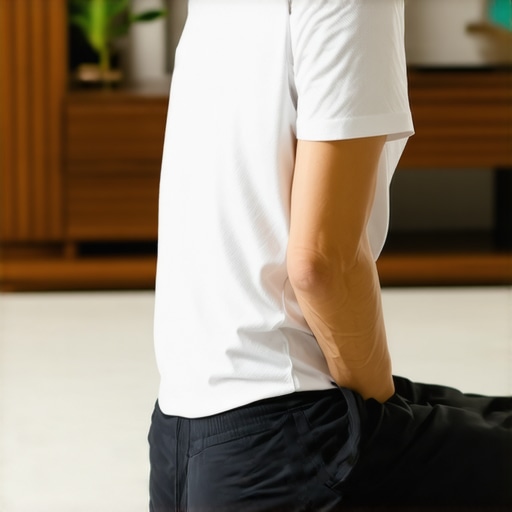 Lumbar stretch for back mobility Individual doing lumbar mobility exercises to relieve back stiffness