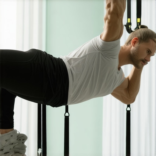 Mobility Training with Resistance Bands Individual performing mobility exercises with resistance bands to improve back flexibility.