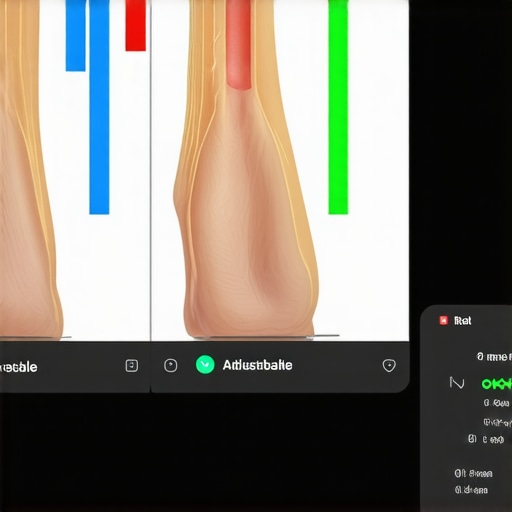 A person adjusting custom insoles and viewing a posture app on a tablet for better alignment.