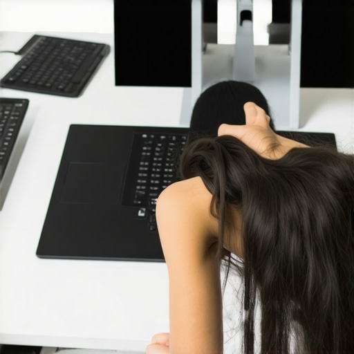 Maintaining ergonomic workspace tools for long-term health Person fine-tuning ergonomic office setup with modern tools.