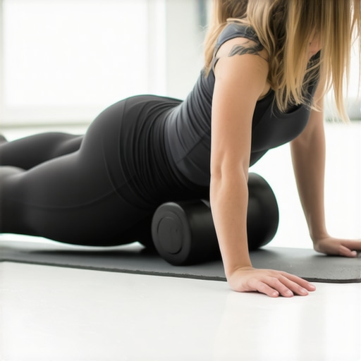 Using a Foam Roller for Back Relief A person rolling their lower back with a foam roller to alleviate muscle tension.