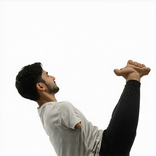 Individual doing wall slide exercise to improve upper back flexibility and posture