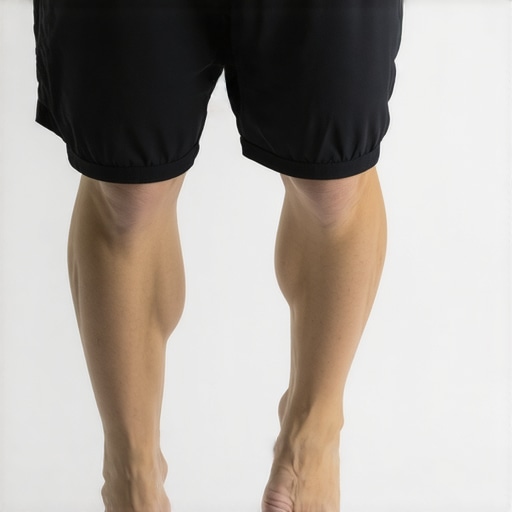 Person stretching ankle against a wall for mobility
