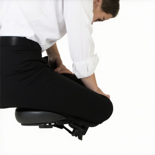 Person adjusting lumbar support on office chair to improve posture