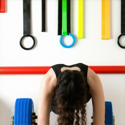 Person demonstrating foam rolling and resistance band exercises for spinal health