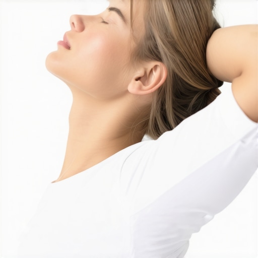 Gentle Neck Stretching Exercise Person doing neck tilt and rotation exercises to relieve stiffness.