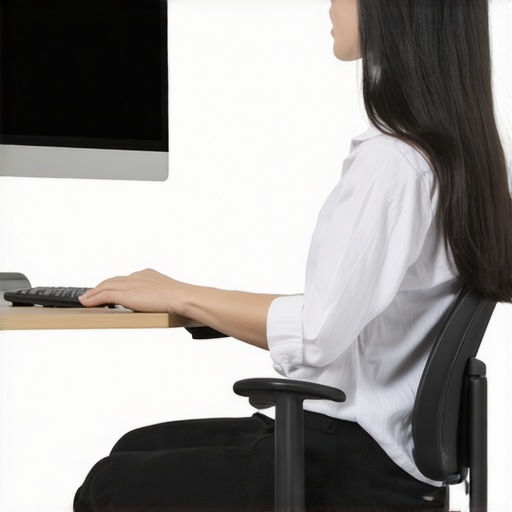 Individual setting up their office chair with lumbar support for sciatic relief