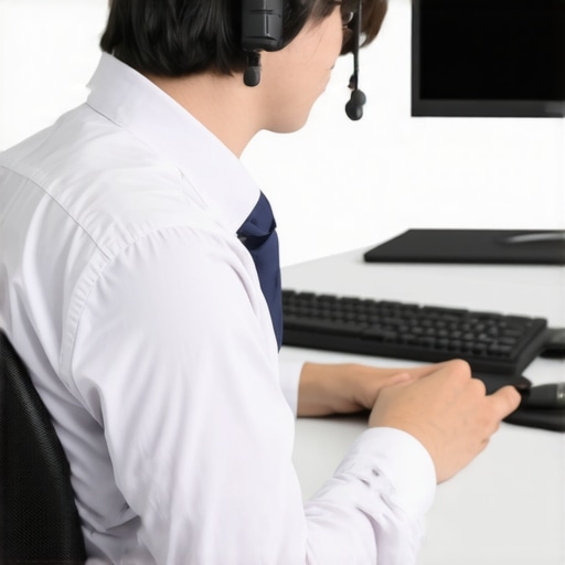 Individual wearing a posture sensor device while working at a desk