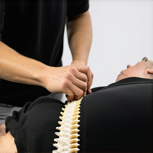 Professional Chiropractic Adjustment in Action Chiropractor performing a back adjustment on a patient, emphasizing proper technique.