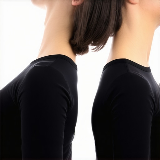 Illustration demonstrating correct neck stretching form with relaxed shoulders and controlled movement