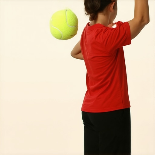 Person rolling a tennis ball over lower back muscles against a wall.