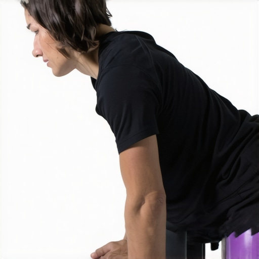 Individual using a textured foam roller to release lower back tension