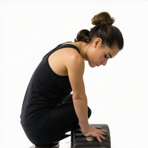 Thoracic extension exercise over foam roller Person doing thoracic spine stretch using foam roller for back mobility.