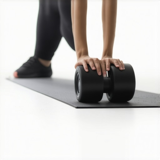 Person rolling foot arch with foam roller to improve foot mobility and posture