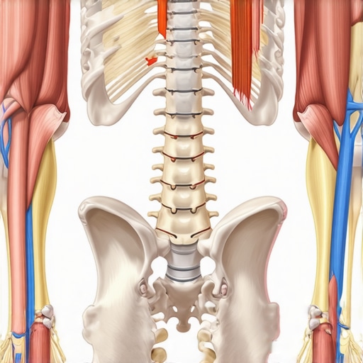 Diagram of pelvis, lower back, and neck demonstrating mobility and muscular support for good posture.