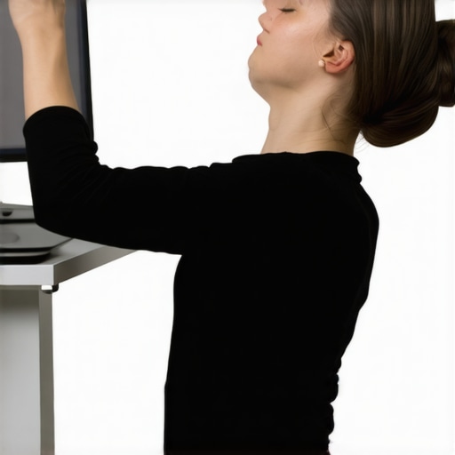 Individual doing neck stretches to alleviate dizziness and improve posture