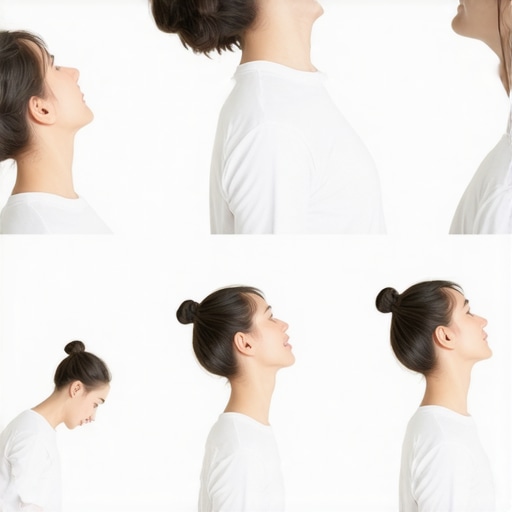 Person demonstrating neck strengthening exercises in a home setting