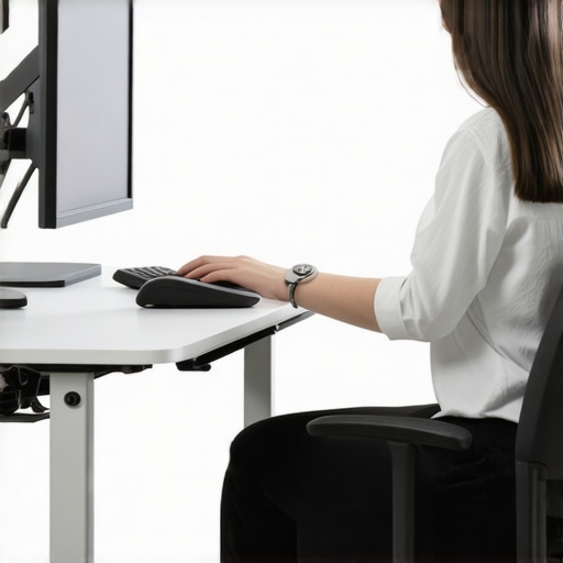 Optimized Workspace for Posture Ergonomic workspace setup with monitor, chair, and supportive accessories