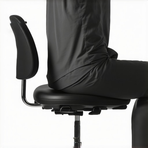 Person demonstrating correct seated pelvic alignment on an ergonomic chair.