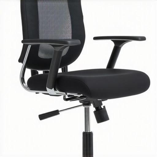 An office chair properly adjusted with lumbar support ensuring good posture
