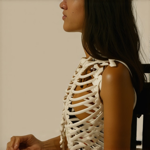 Man sitting and demonstrating 360-degree ribcage expansion for back pain relief
