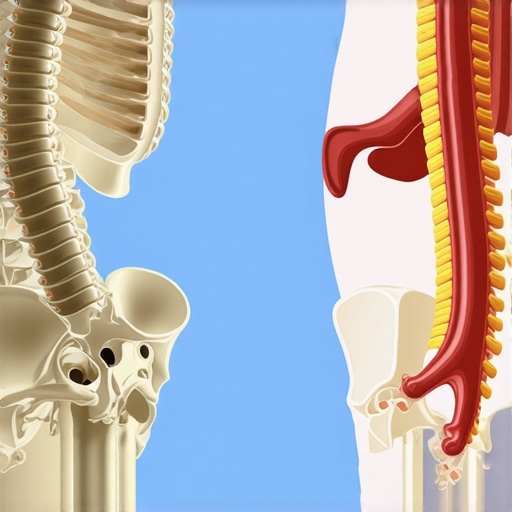 Illustration showing how sucking in the stomach affects spinal alignment and increases pressure on the lumbar discs.