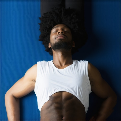 A person practicing 360-degree diaphragmatic breathing to relax hip flexors.