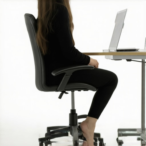 Dynamic Movement for Spinal Health A person practicing postural variability in a home office to prevent back pain.