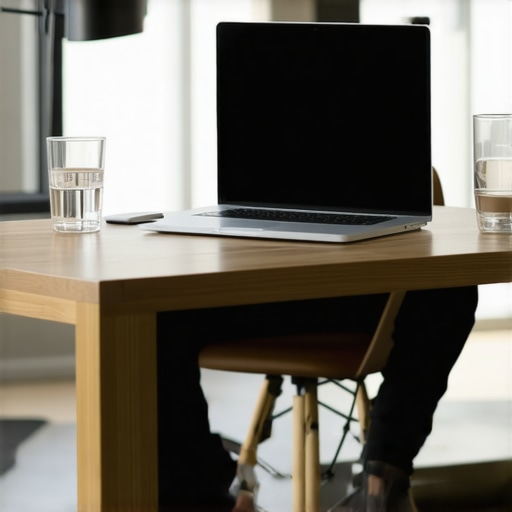 Ergonomic Home Office Setup for Better Posture A clean and minimalist ergonomic workspace designed to prevent back pain and improve spinal health.