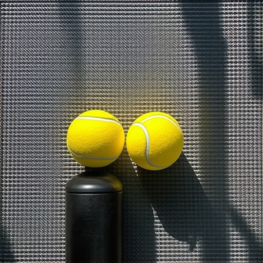 A foam roller and tennis balls used for spinal maintenance and foot massage on a yoga mat.
