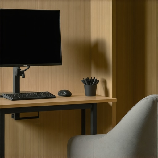 Ergonomic home office setup featuring a monitor arm and footrest
