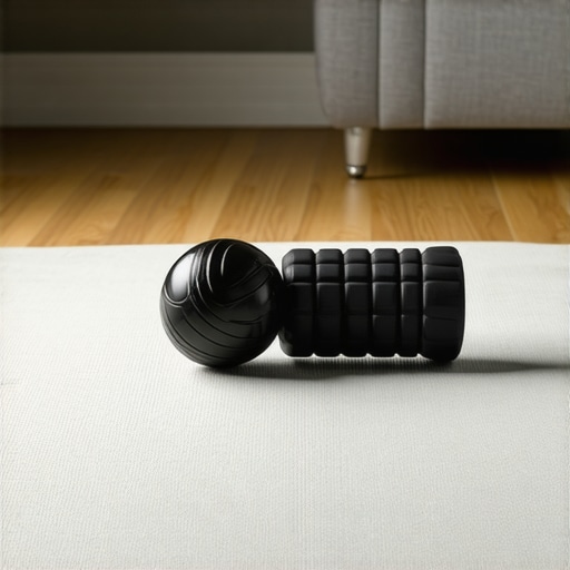 Professional mobility tools including a grid foam roller and lacrosse ball for back pain relief