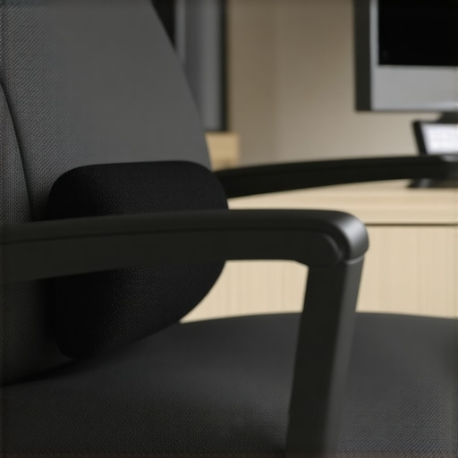 McKenzie Lumbar Roll for Spinal Support A lumbar roll positioned on an office chair to maintain the natural curve of the lower spine.