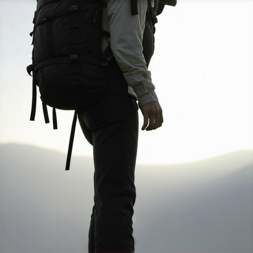 Man demonstrating natural forward lean and relaxed spine while wearing a heavy backpack for better weight distribution.