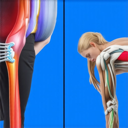 Anatomy diagram showing the difference between hamstring stretching and neural flossing to prevent back pain.