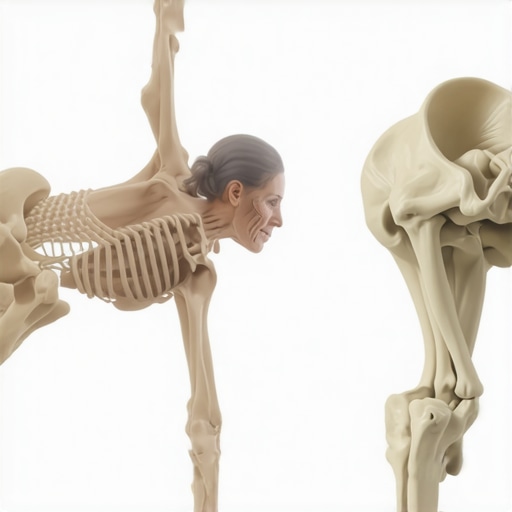 Anatomical diagram showing how pelvic tilt affects hamstring tension and lower back compression.