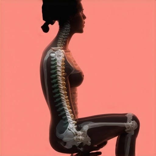 Diagram showing neutral spinal alignment versus over-corrected rigid posture.