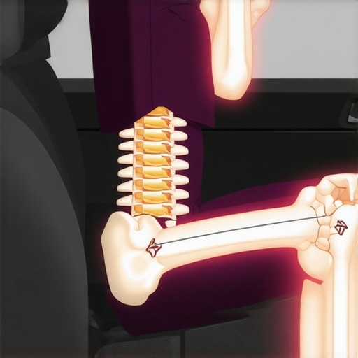 Illustration of correct pelvic tilt and seat height adjustment to prevent tailbone pain while driving.