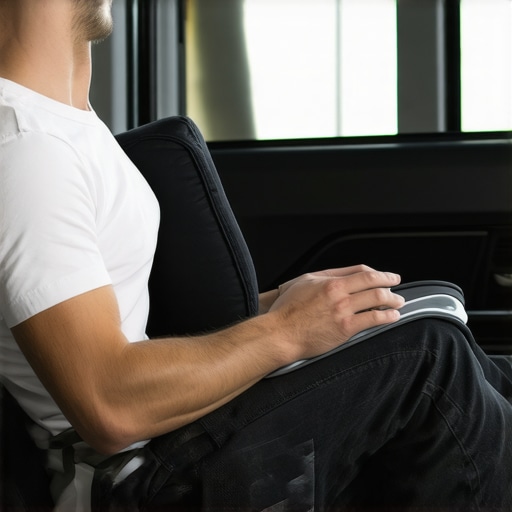 A high-quality lumbar roll used in a car seat for back pain relief