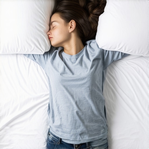 A diagram showing how to use pillows to create a Body Bridge for shoulder and back relief while sleeping on your side.