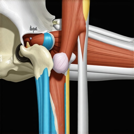 Anatomical diagram showing the sciatic nerve path through the gluteal muscles and the piriformis compression point.
