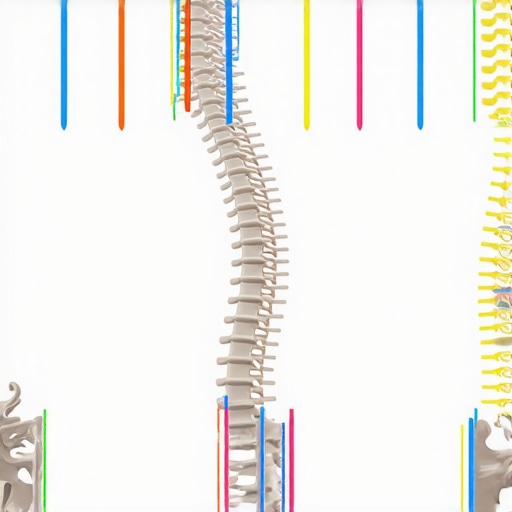 Diagram comparing rigid posture versus natural spinal alignment with proper diaphragmatic breathing.