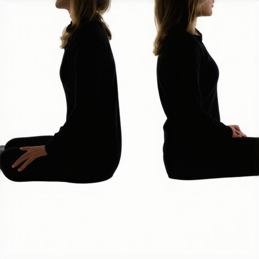 Diagram comparing rigid military-style posture to a healthy neutral spine with postural variability.