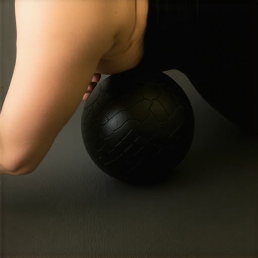 Person using a lacrosse ball to release suboccipital tension at the base of the skull