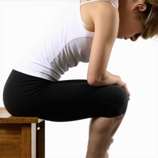 A person performing a slump test on a table to determine if hip pain is coming from the lower back.