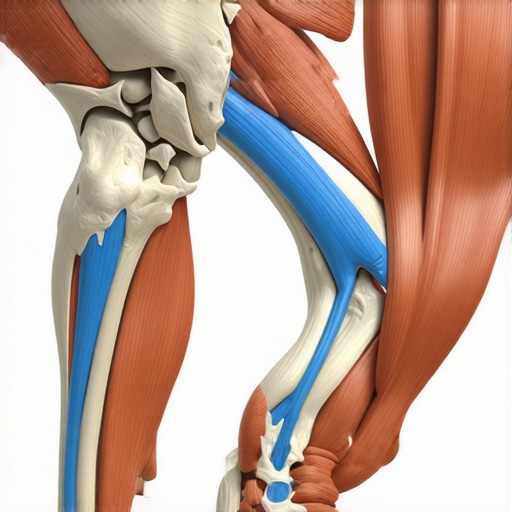 Anatomical diagram showing how foot arch collapse causes knee rotation and anterior pelvic tilt.